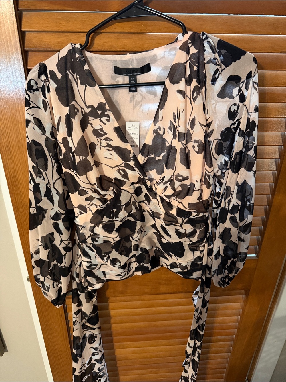 White House Black Market Floral Wrap Blouse